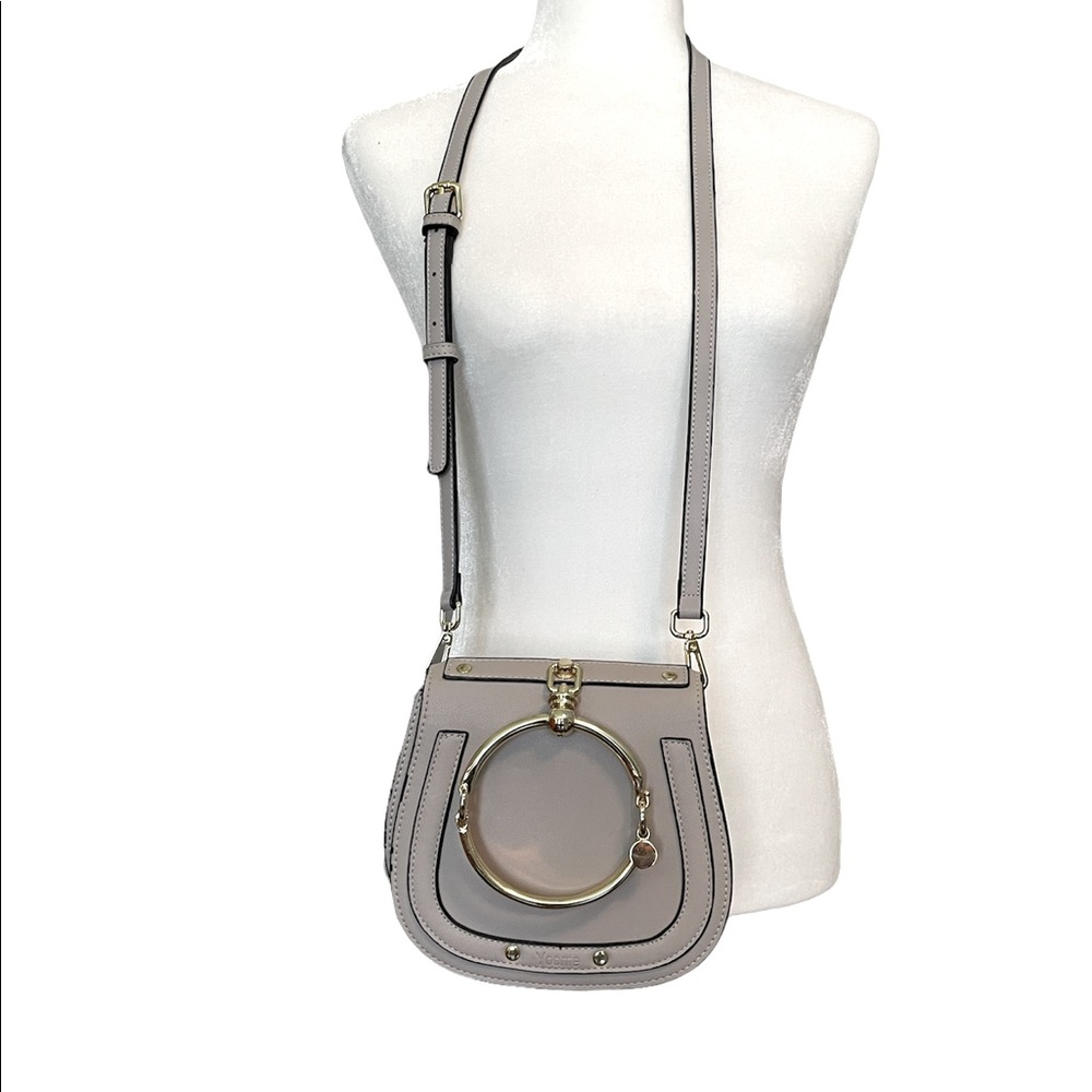 Light Gray Crossbody with Gold-tone Hardware